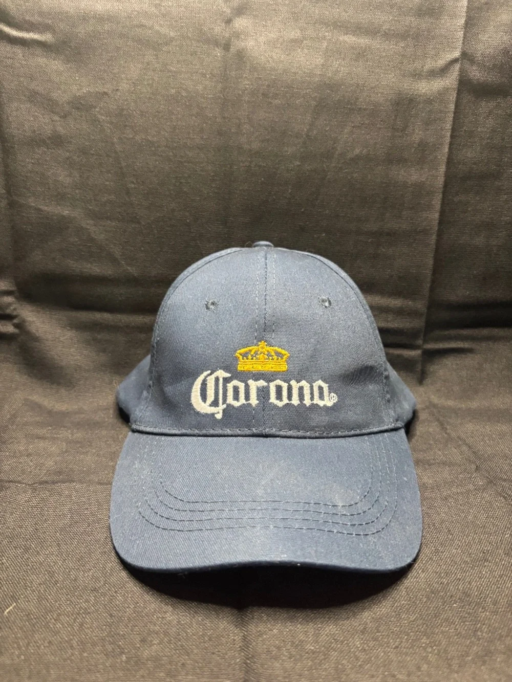 Corona Navy Blue Logo Baseball Hat. Vstrap.
